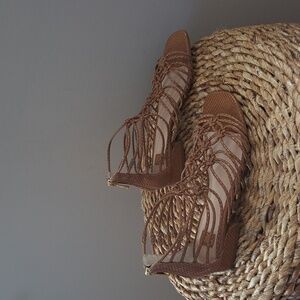 Louise Et Cie Womens Lo Aleta Gladiator Cage Sandals Tan Snakeskin Leather S-7
